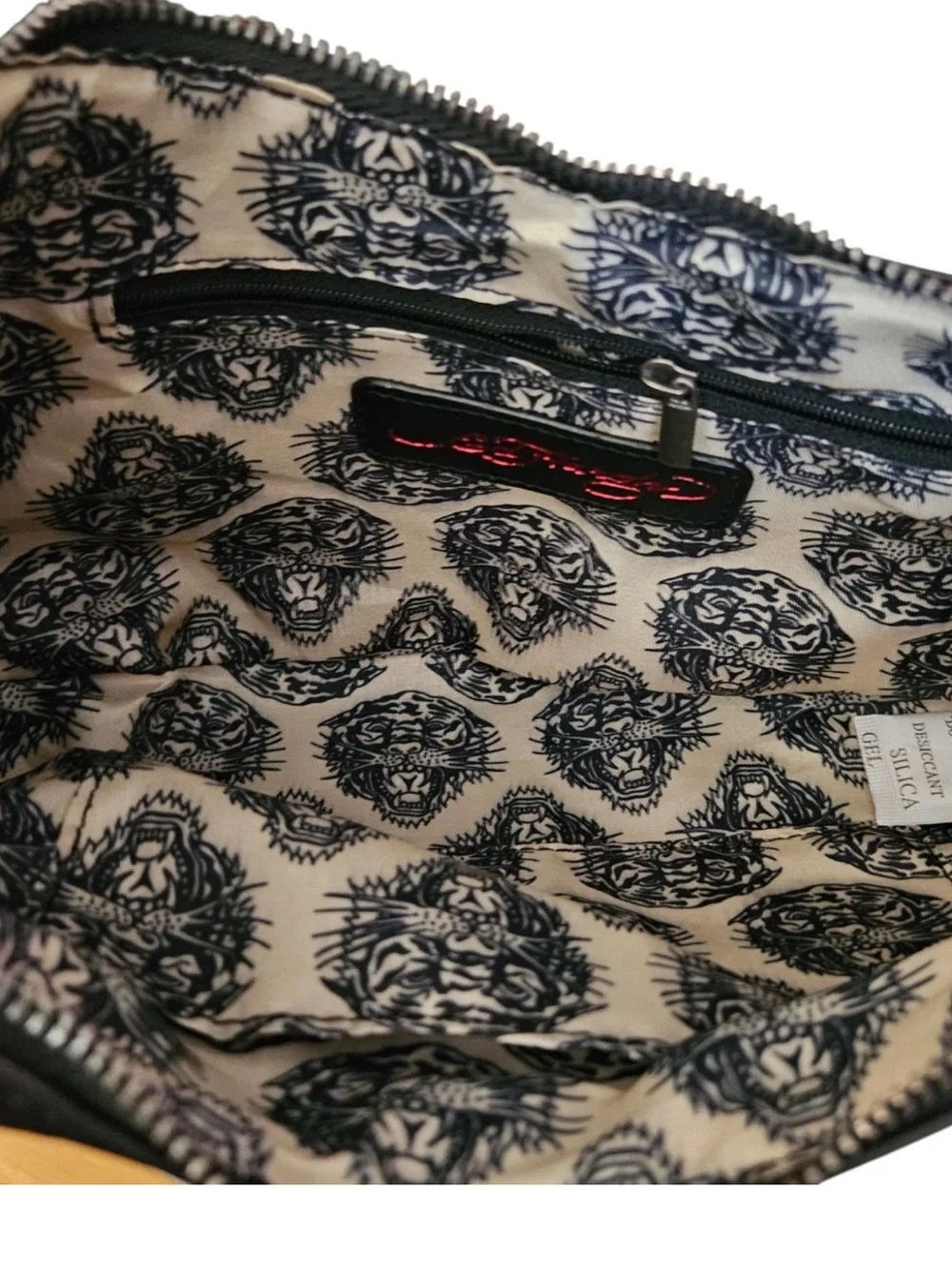 Ed Hardy Black Shoulder Bag with Red & White Skull Print